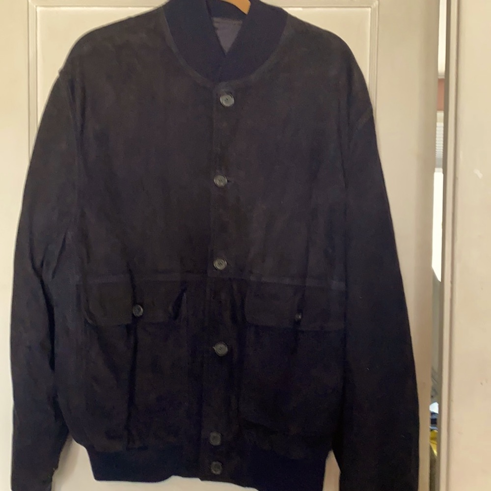 Ovine leather navy men’s jacket